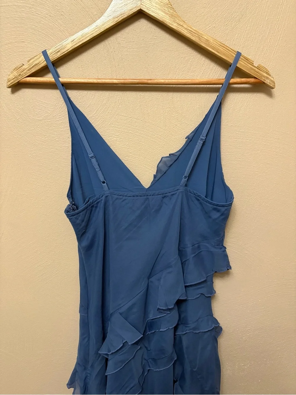 Abercrombie & Fitch Cascading Ruffle Maxi Dress Blue Size Small Petite NWT New